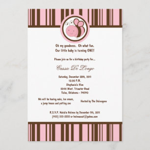 12x18 Light Pink Bumble Bee Birthday Party Einladu Einladung