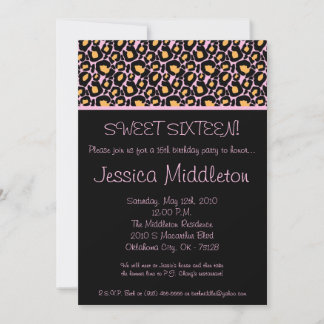12x18 Light Pink Cheetah 16. Geburtstag Einladung