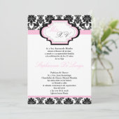 12x18 Light Pink Damask Quinceanera Einladung (Stehend Vorderseite)