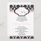 12x18 Light Pink Damask Quinceanera Einladung (Vorne/Hinten)