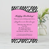 12x18 Light Pink Zebra Geburtstagsparty Einladung (Stehend Vorderseite)
