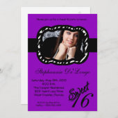 12x18 Lila Band FOTO Sweet 16 Geburtstag Einladung (Vorne/Hinten)
