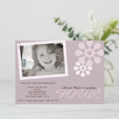 12x18 Lila Blume Foto Geburtstagspartei Einladung (Stehend Vorderseite)