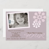 12x18 Lila Blume Foto Geburtstagspartei Einladung (Vorne/Hinten)