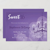 12x18 Lila Chandelier Sweet 16 Geburtstag Einladun Einladung (Vorne/Hinten)