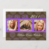 12x18 Lila Circle Polka Foto Senior Ankündigung (Vorne/Hinten)