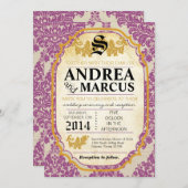 12x18 Lila Damask Hochzeit Einladung (Vorne/Hinten)