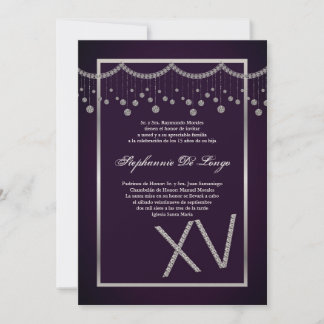 12x18 Lila Diamond Quinceanera Geburtstagseinladun Einladung