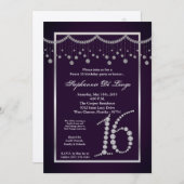 12x18 Lila Diamond Sweet 16 Geburtstag Einladung (Vorne/Hinten)