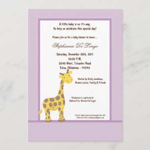 12x18 Lila Giraffe Babydusche Einladung