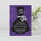 12x18 Lila Kleid Quinceanera Geburtstagseinladung Einladung (Stehend Vorderseite)