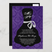 12x18 Lila Kleid Quinceanera Geburtstagseinladung Einladung (Vorne/Hinten)