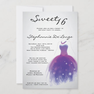 12x18 Lila Kleidung Sweet 16 Geburtstag Einladung