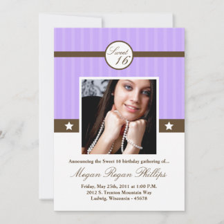 12x18 Lila Lila FOTO Sweet 16 Geburtstagseinladung Einladung