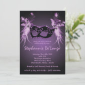 12x18 lila Maskerade-Bonbon 16 Einladung (Stehend Vorderseite)