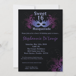 12x18 Lila Masquerade Sweet 16 Geburtstag Einladun Einladung