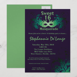 12x18 Lila Masquerade Sweet 16 Geburtstag Einladun Einladung