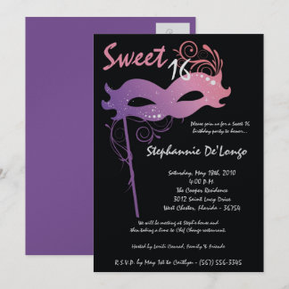 12x18 Lila Masquerade Sweet 16 Geburtstag Einladun Einladung
