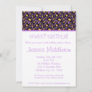 12x18 Lilac Lavende Cheetah 16. Geburtstag Einladu Einladung