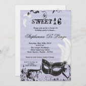 12x18 Lilac Masquerade Sweet 16 Geburtstag Einladu Einladung (Vorne/Hinten)