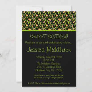 12x18 Lime Green Cheetah 16. Geburtstag Einladung