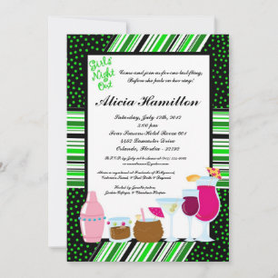 12x18 Lime Green Cocktails Bachelorette Einladung