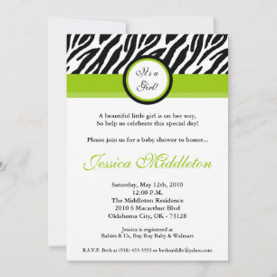 12x18 Lime Green Zebra Print Baby Dusche Einladung