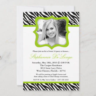 12x18 Limon Zebra FOTO Sweet 16 Geburtstag Einladu Einladung
