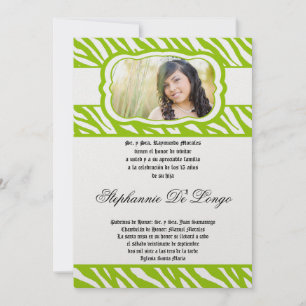 12x18 Limon Zebra Print Patter Quinceanera Einladu Einladung
