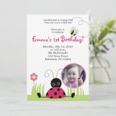 12x18 Little Ladybug *FOTO* Frühjahr Geburtstag Einladung (Stehend Vorderseite)
