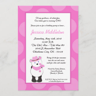 12x18 Mädchen-Panda-Cowgirl-Geburtstags-Party Einladung