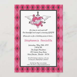 12x18 Mädchen-Punkfelsen Tatto Geburtstags-Party Einladung