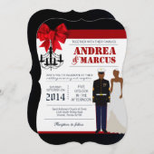 12x18 Marine African Ame Uniform Wedding Einladung (Vorne/Hinten)