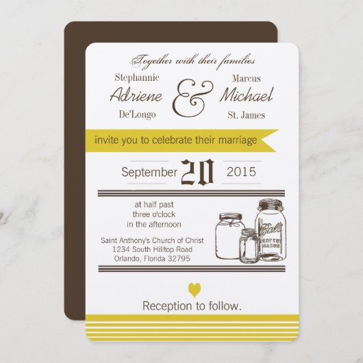 12x18 Mason Jar Country Rustic Wedding Einladung (Vorne/Hinten)