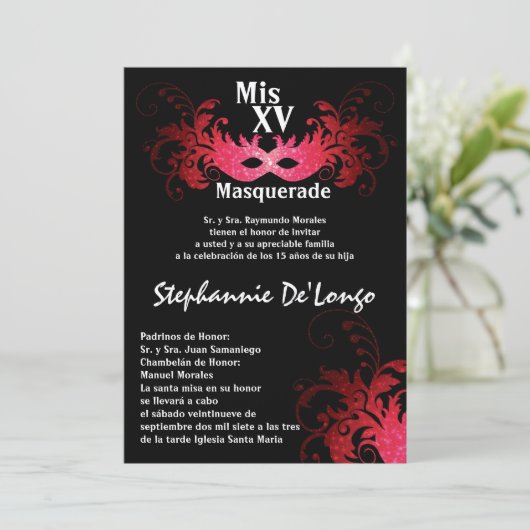12x18 Masquerade Quinceanera Birthday Einladung (Stehend Vorderseite)
