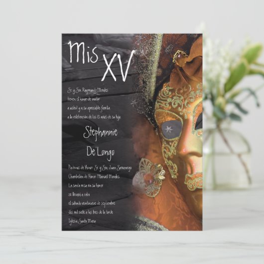 12x18 Masquerade Quinceanera Birthday Einladung (Stehend Vorderseite)