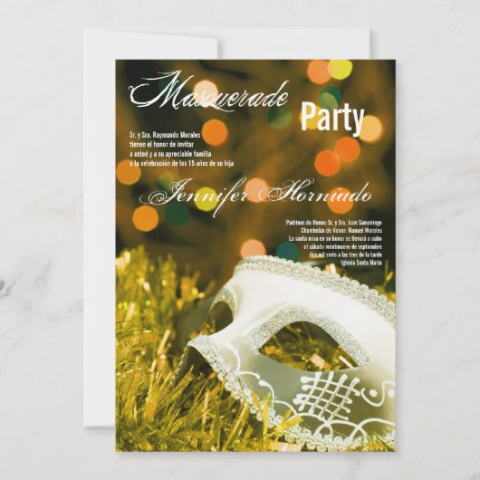 12x18 Masquerade Quinceanera Birthday Einladung (Vorderseite)