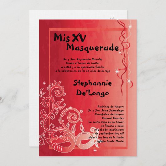 12x18 Masquerade Quinceanera Birthday Einladung (Vorne/Hinten)