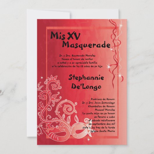 12x18 Masquerade Quinceanera Birthday Einladung (Vorderseite)