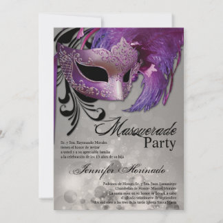 12x18 Masquerade Quinceanera Birthday Einladung