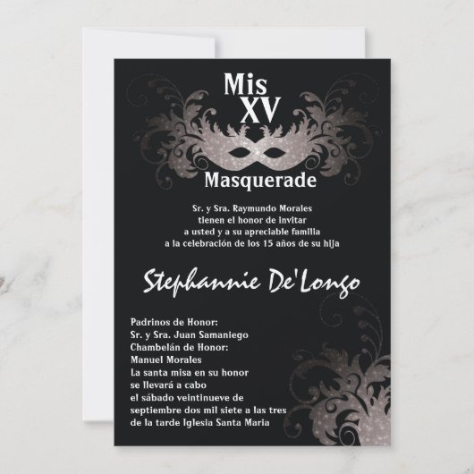 12x18 Masquerade Quinceanera Birthday Einladung (Vorderseite)