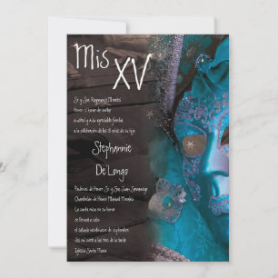 12x18 Masquerade Quinceanera Birthday Einladung
