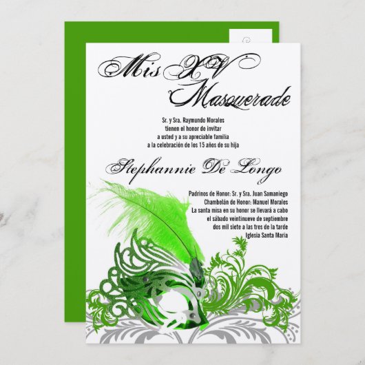 12x18 Masquerade Quinceanera Birthday Einladung (Vorne/Hinten)