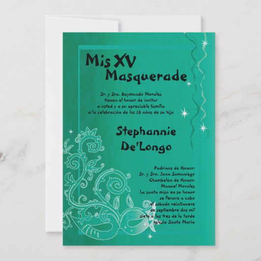 12x18 Masquerade Quinceanera Birthday Einladung (Vorderseite)