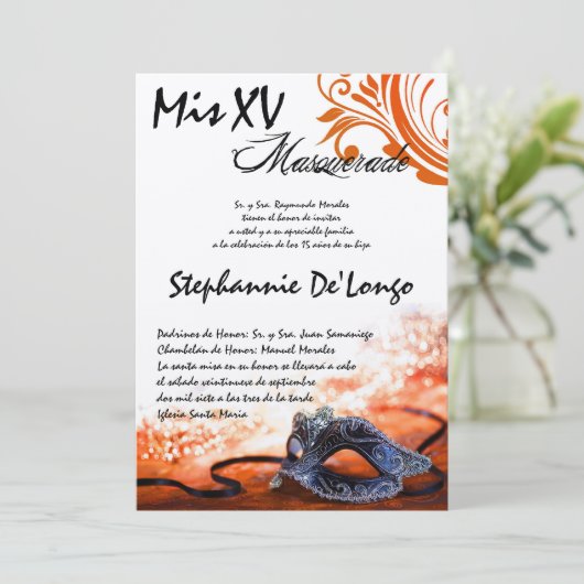 12x18 Masquerade Quinceanera Birthday Einladung (Stehend Vorderseite)