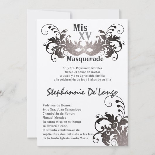 12x18 Masquerade Quinceanera Birthday Einladung (Vorderseite)