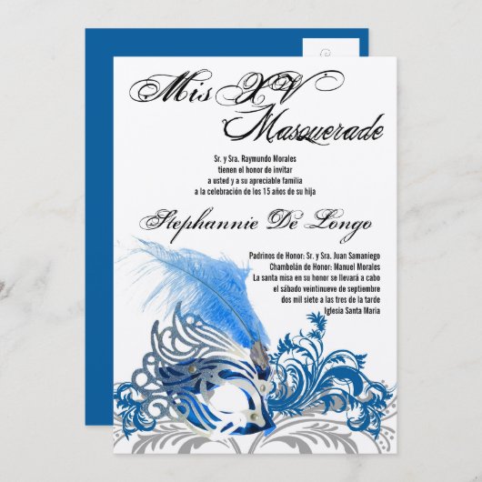 12x18 Masquerade Quinceanera Birthday Einladung (Vorne/Hinten)