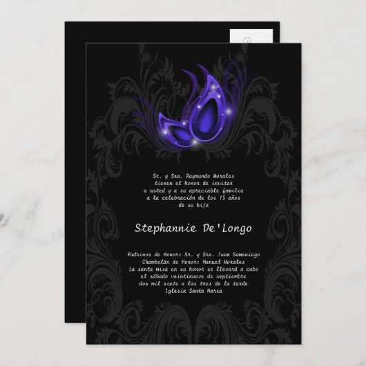 12x18 Masquerade Quinceanera Birthday Einladung (Vorne/Hinten)