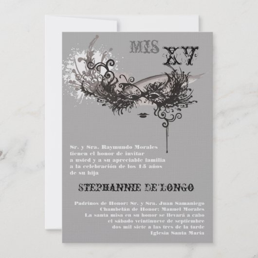 12x18 Masquerade Quinceanera Birthday Einladung (Vorderseite)