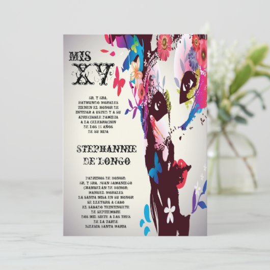 12x18 Masquerade Quinceanera Birthday Einladung (Stehend Vorderseite)